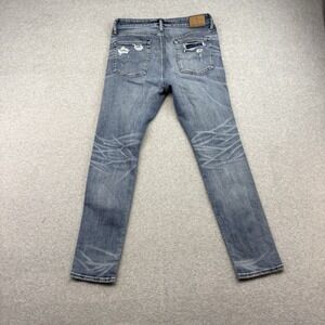 American Eagle Jeans Mens 34 X 34 Athletic Skinny Distressed Patchwork AirFlex